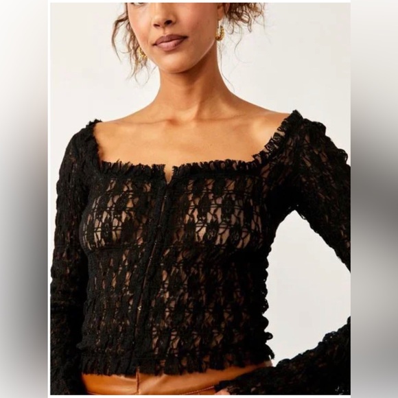 NWT Free People One Madison Top in Black - Picture 2 of 13